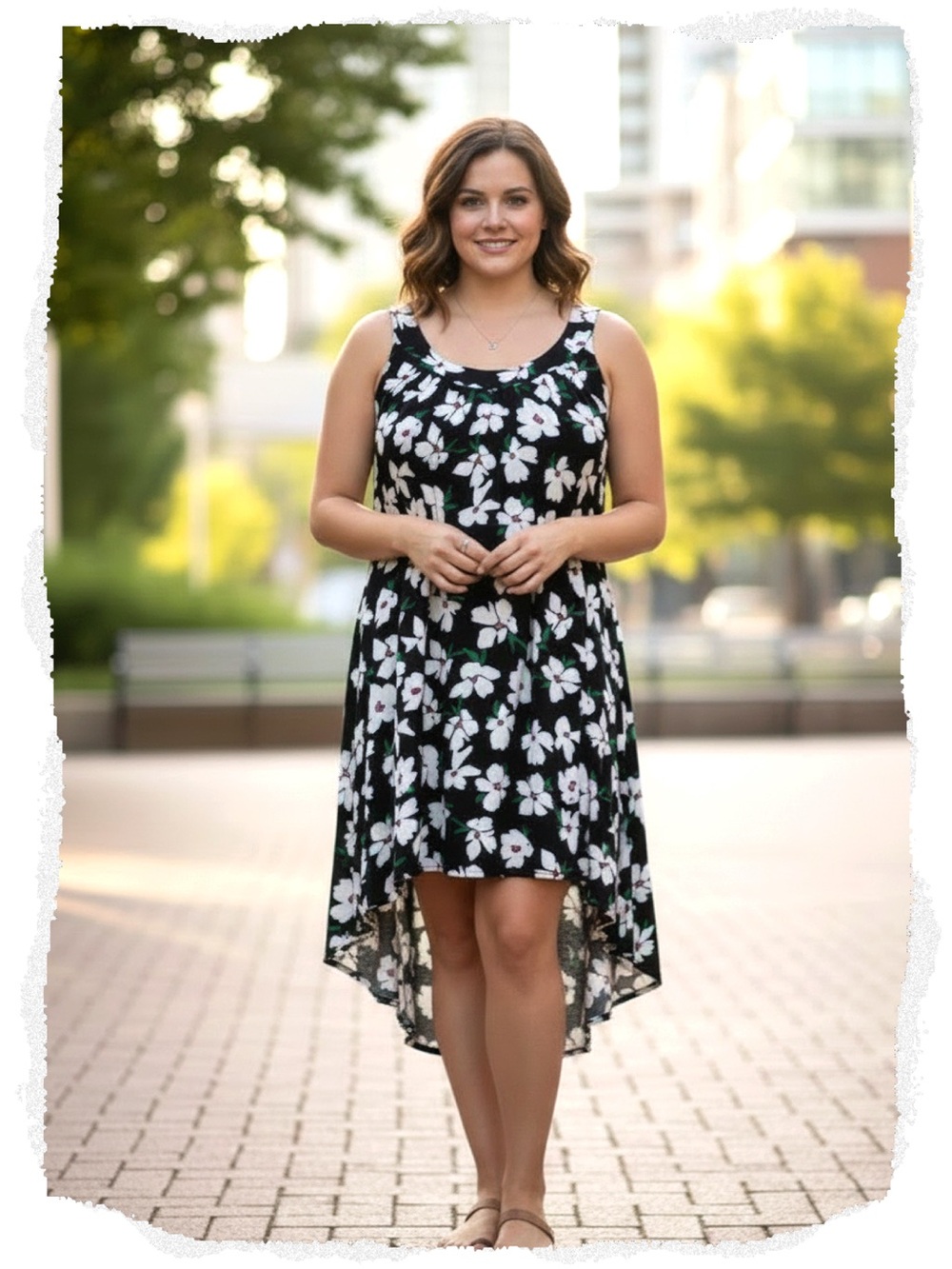 Floral Hi-Low Tank Dress - like new - 28"p2p…33" front/40" back length